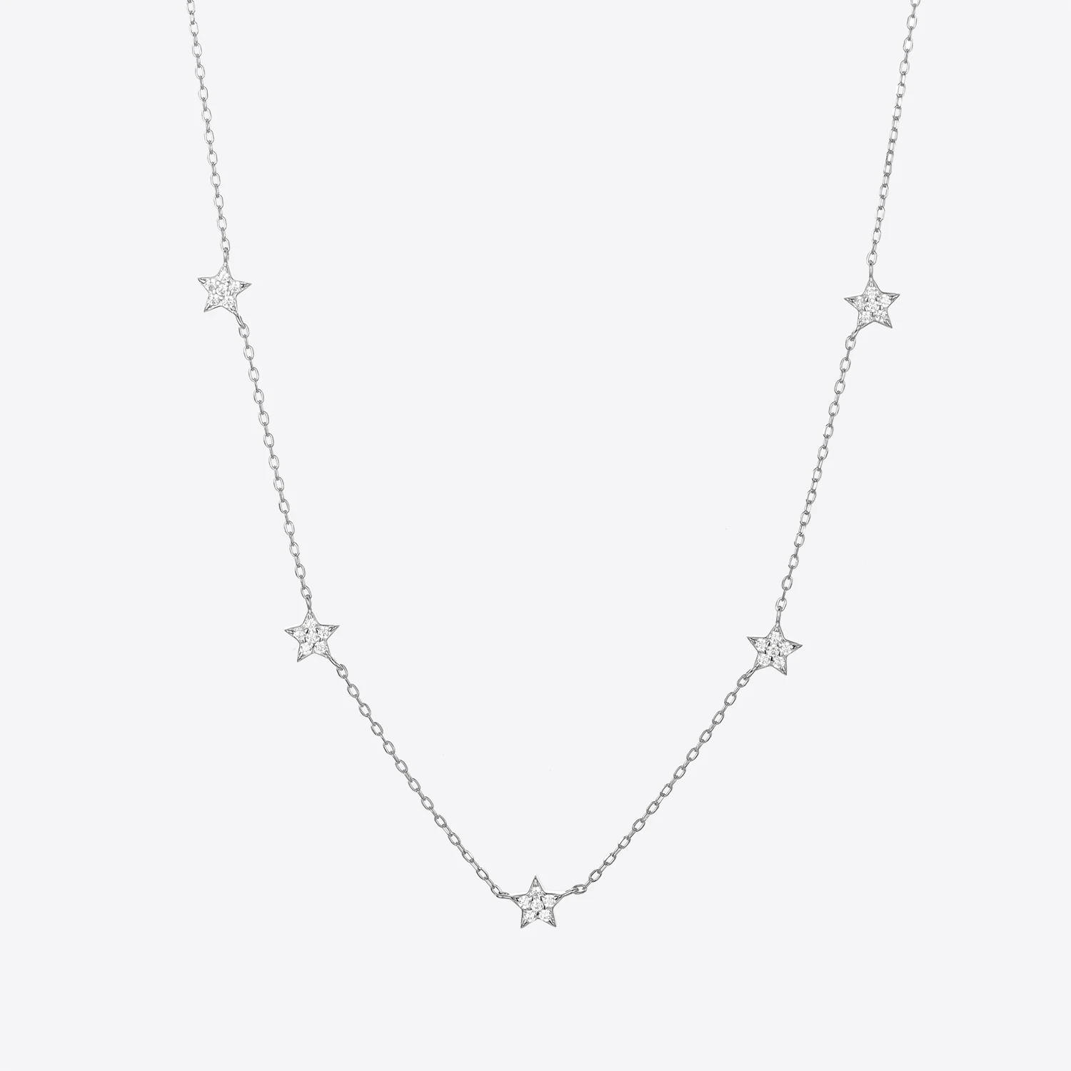 VEWANT 925 Sterling Silver Star CZ Ziron Pave Charm Beads Necklace Long Chain Wedding Fine Jewelry Gift