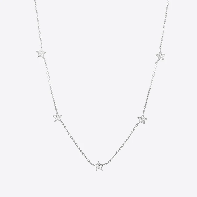 VEWANT 925 Sterling Silver Star CZ Ziron Pave Charm Beads Naszyjnik Długi łańcuszek Ślubna biżuteria Prezent