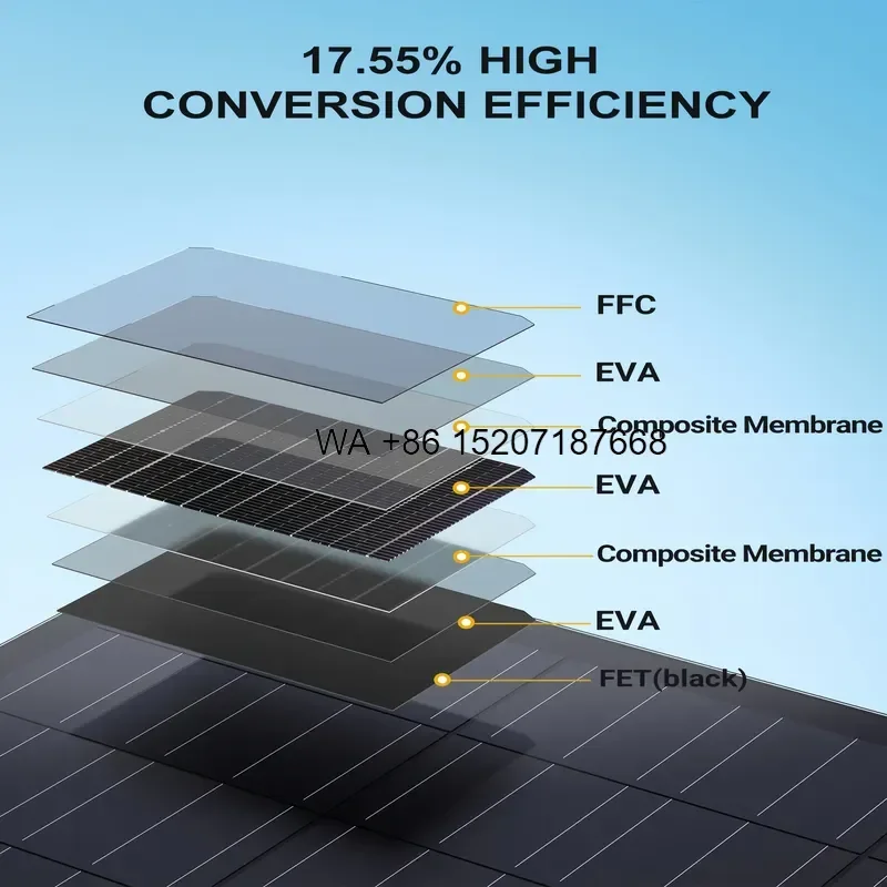 Wmwmnu 240W Flexible Solar Panel 19.15% Efficiency Mono PV Module IP67 Waterproof Lightweight for Solar Projects System