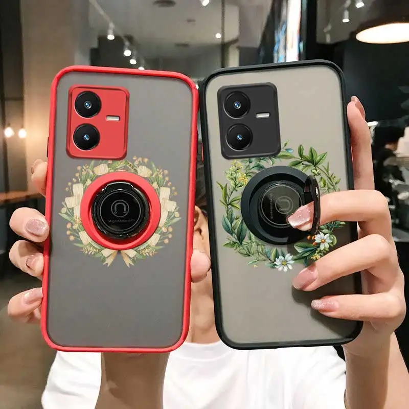 Y22S Harvest Wreath Skin-feel Ring Phone Case For VIVO Y 76 72 55 52 51 36 35 33 31 22 21 20 17 16 15 12 11 02 S Y A Cover