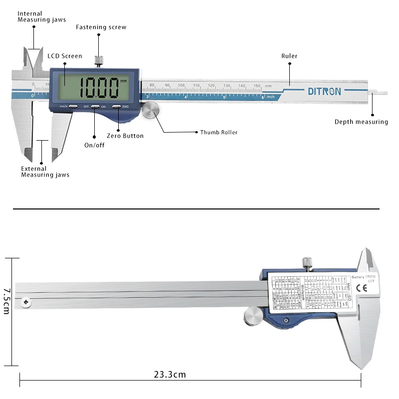 150mm Digital Caliper IP 54 Waterproof 6 inch Caliper Metal Vernier Caliper Manufacturers Measurement Tool