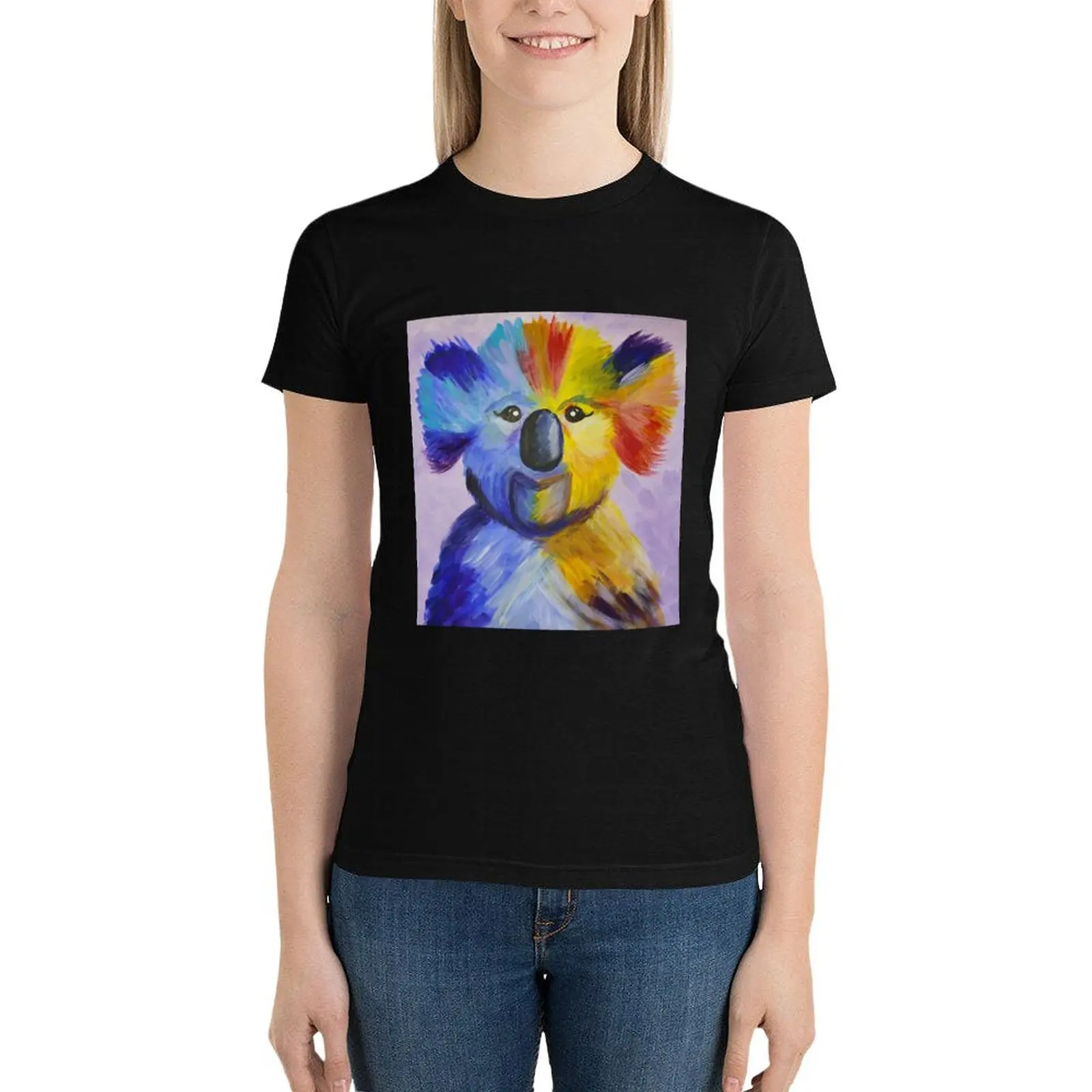 

Koala Abstract Acrylic Colour Painting T-Shirt Blouse funny anime clothes woman t shirt