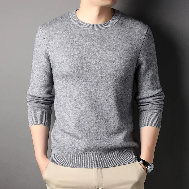MRMT 2026 Brand Men\'s Sweaters Pure Color Slim Young Men Sweater Round Collar Big Size Pullover for Man Tops Thin Sweater
