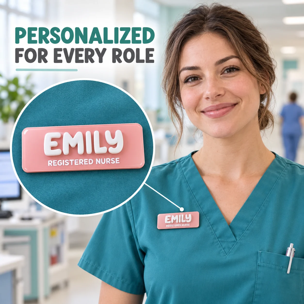 Custom Acrylic Name Badge Personalized 3D Text Pin Custom ID Name Tag for Teacher Nurse Doctor Office Staff Work Nameplate