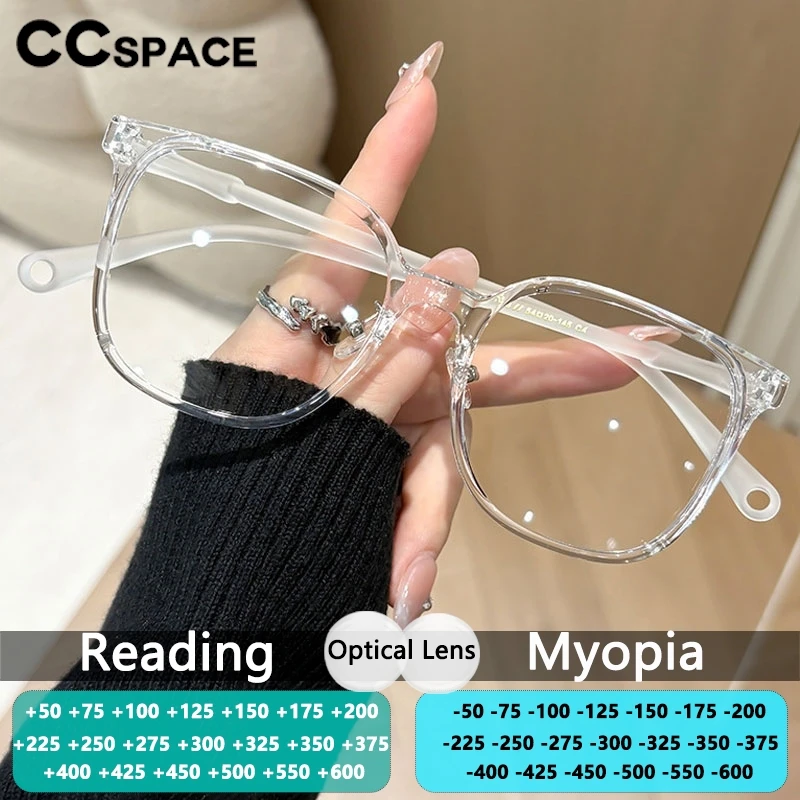 CCspace Fashion Simple Square Myopia Eyeglasses Anti-Blue Light Reading Women Glasses Frame Customizable Prescription 319950