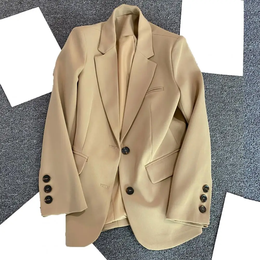 Blazer de manga larga con bolsillo y solapa para mujer, traje informal elegante, chaqueta de moda coreana, prendas de vestir exteriores