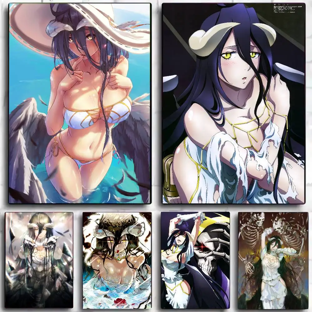 Albedo انمي ياباني أفرلورد ملصق ملصقات الفن جداريات حائطية ديكور لعبة غرفة ديكور الهدايا Kawaii HD اللوحة سيارات القط