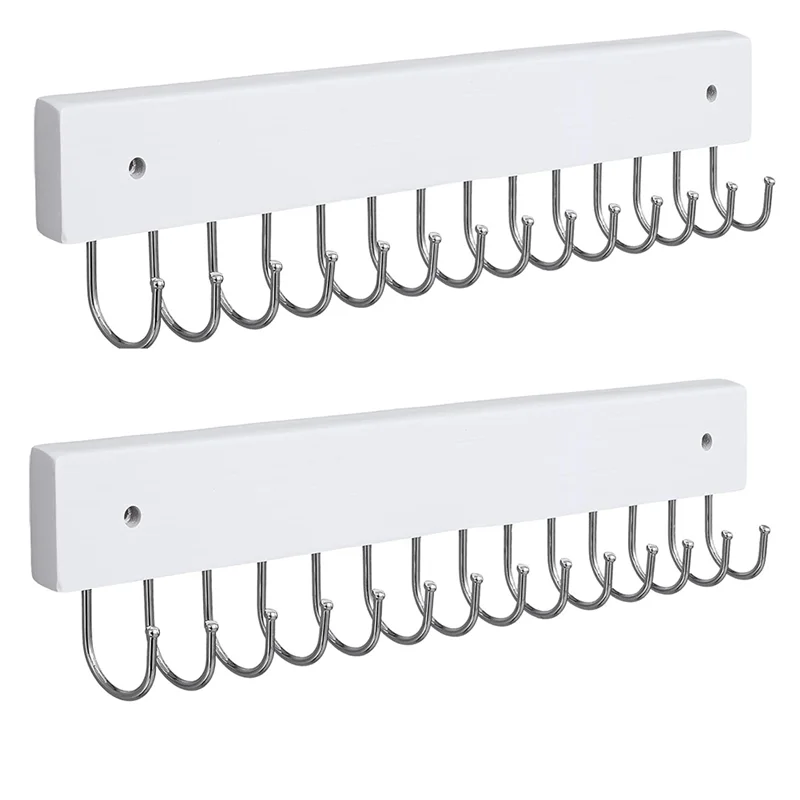 

AOAO-Jewelry Display With 28 Hooks, 2Pcs Hanging Wall-Mounted Jewelry Organizers- Modern Decorative Necklace Holder