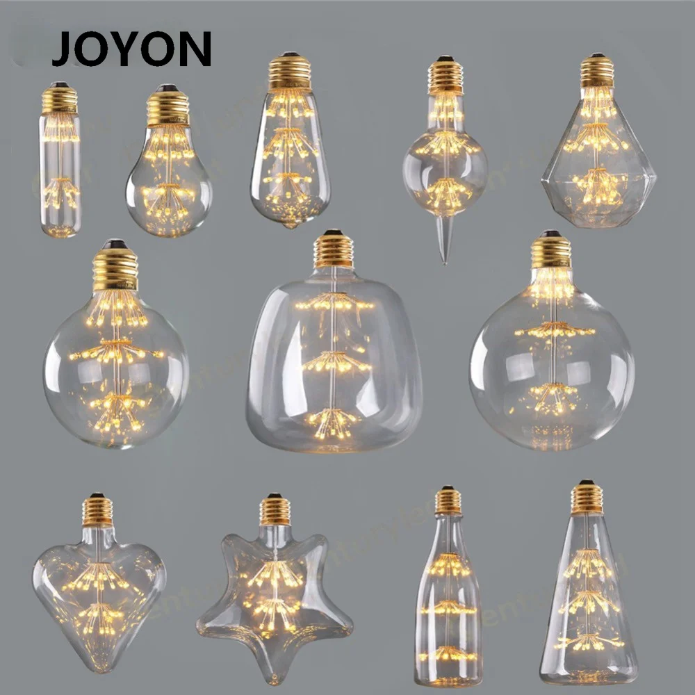 

Vintage Led ST64 E27 LED Non- Dimmable Bulb Vintage Starry Sky Lamp 3W 2200K Bottle Lightbulb Decorative Christmas Firework Lamp