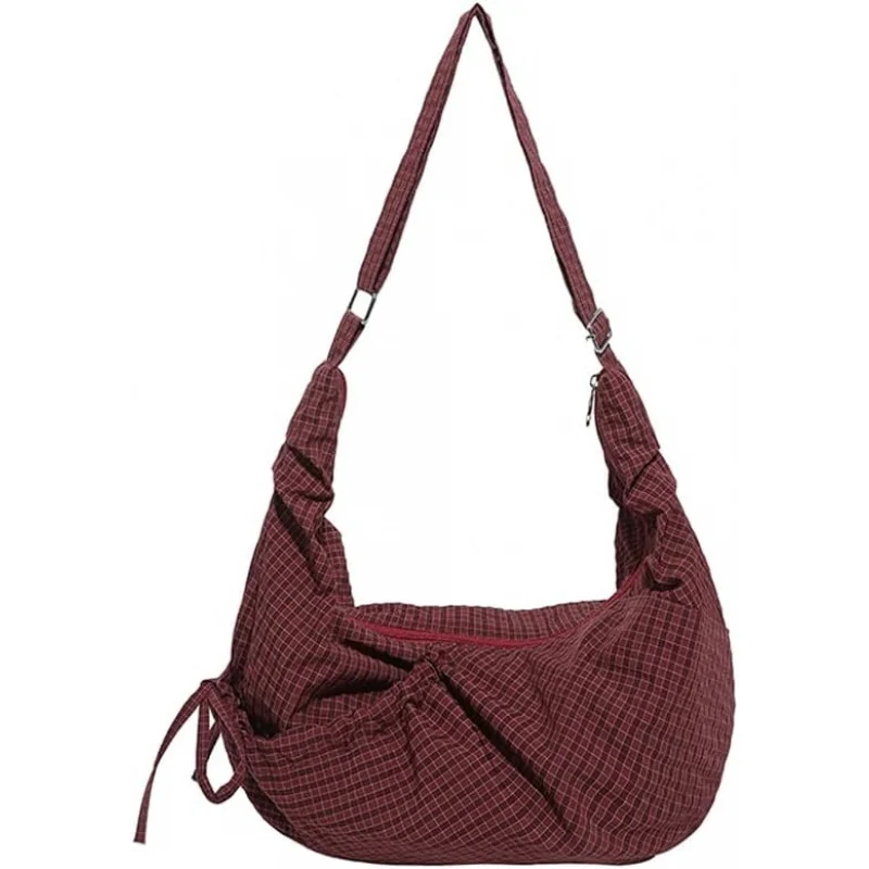 حقيبة كتف كسول بتصميمات مكشكشة وحقيبة قماش ذات سعة كبيرة للعمل والتسوق والسفر والكلية