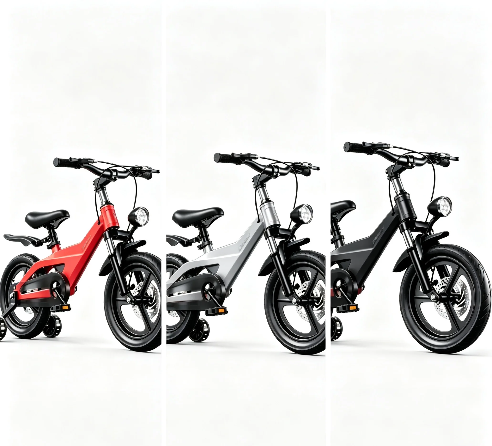 Factory Outlet Kids Balance Bike With Training Wheels | Steel Single Speed Disc Brake Red Headlight Plastic Basket 14-18'' Sizes