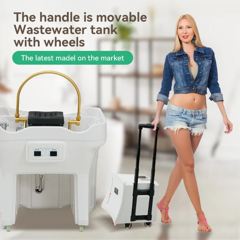 Modern Portable Mobile Hair Salon Shampoo Basin Water Tank with Water Circulation Fumigation Steamer for Head Spa