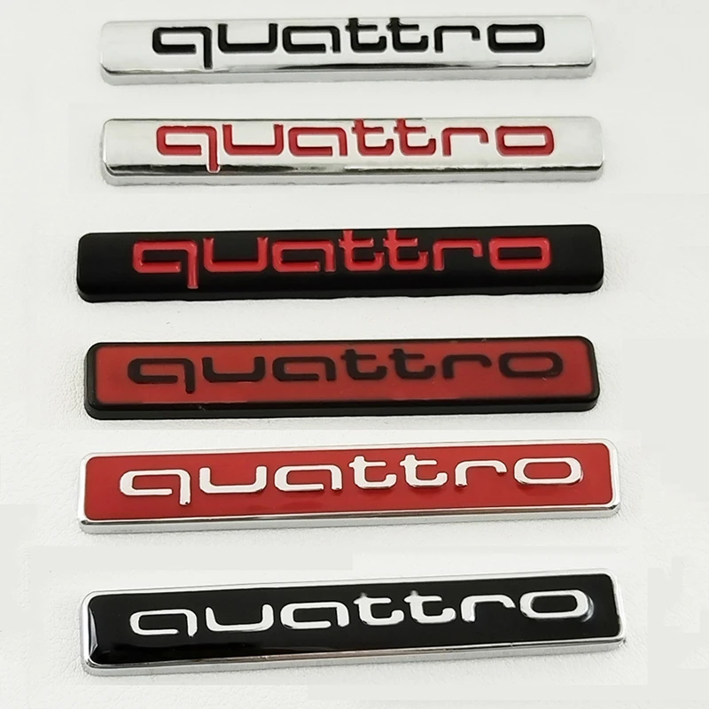 3d ABS 65mm 67mm Chrome Black Logo Quattro Emblem Badge Car Rear Trunk Sticker For Audi A4 A5 A6 A7 A8 A3 Q3 Q5 Q7 Accessories