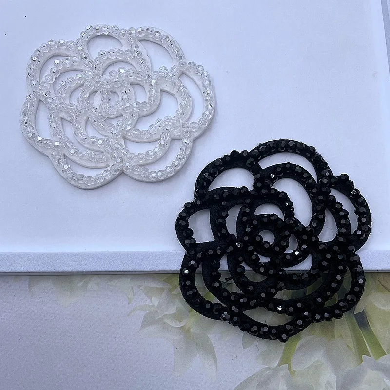 Crystal beaded rose flower handmade beaded fabric patch DIY clothing accessories Beaded patch clothing decoration