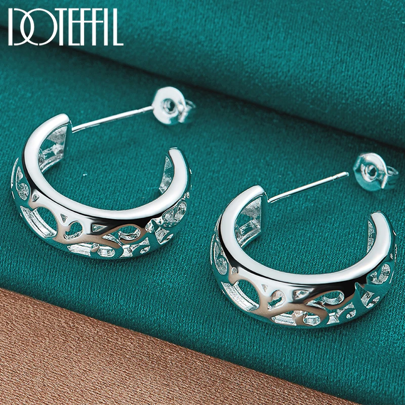 

DOTEFFIL 925 Sterling Silver Geometry Stud Earrings Cute Romantic Jewelry For Women Wedding Party Gift Wholesale