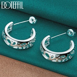 DOTEFFIL 925 Sterling Silver Geometry Stud Earrings Cute Romantic Jewelry For Women Wedding Party Gift Wholesale