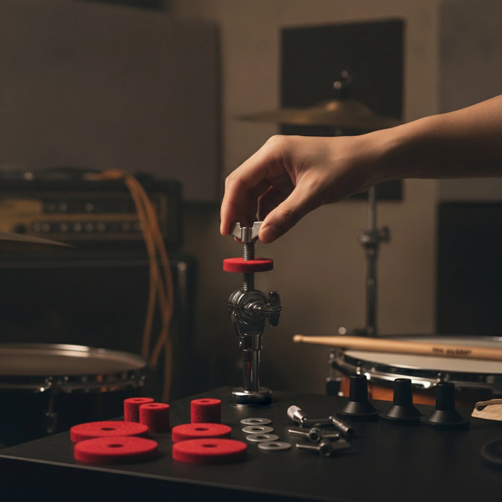 23 Pieces Drum Felt Kit with Washers Long-Lasting Drum Hardware Kit Wing Nuts and Washers Secure Lightweight for Drummers