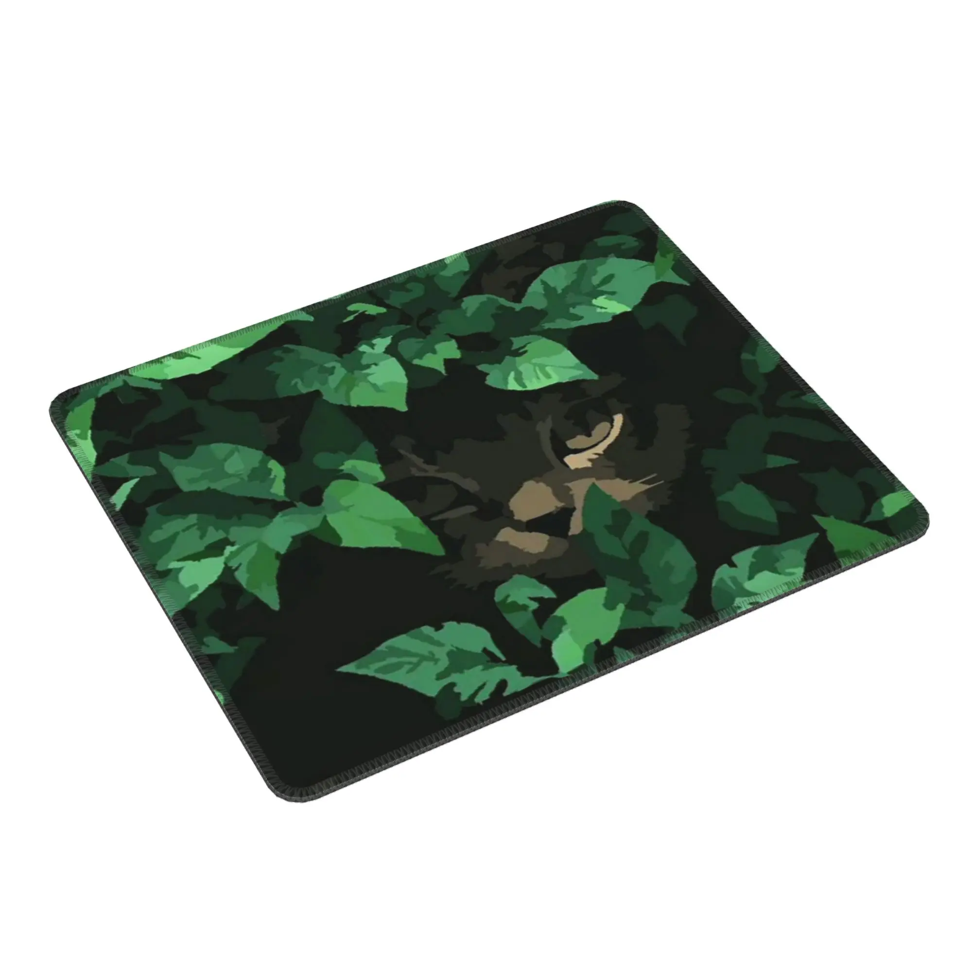 Black Cat Hidden Behind The Leaves Mouse Pad Computer Keyboard Mouse Mat Gaming PC Laptop Desk Mat Office Accessories Table Mats
