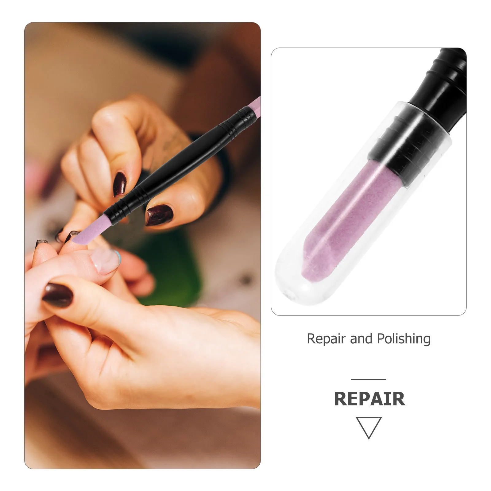 6Pcs Double-Ended Nail Sanding Pen Cuticle Remover Dead Skin Removing Manicure Nail Grinding Polish Tools Multifunctional Pen