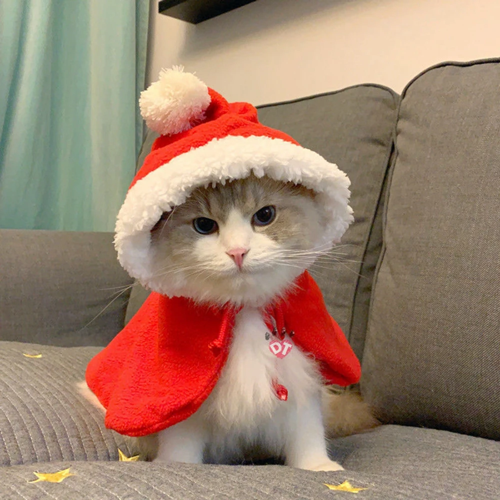 Cute Pet Christmas Clothes Cat Christmas Cloak Winter Clothes Comfortable Cat Costumes Cat Supplies