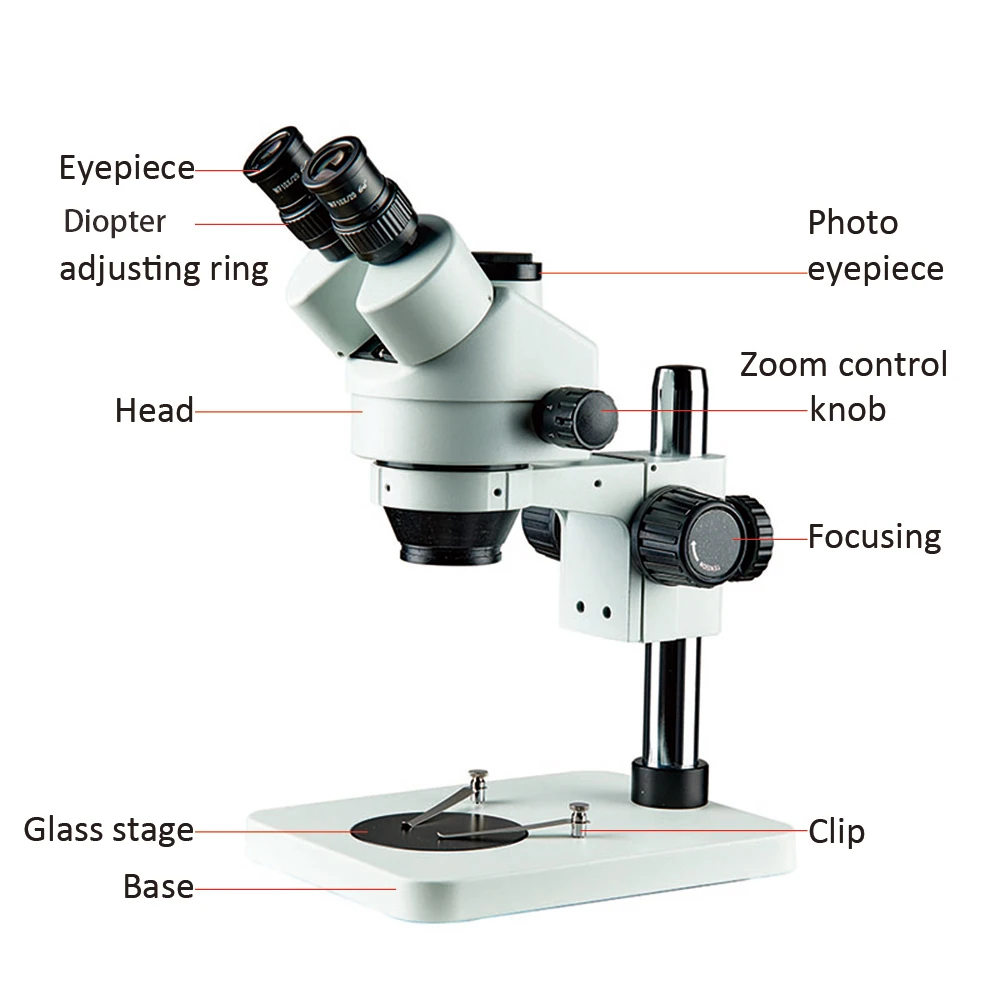 Trinocular Zoom Stereo Microscope 3.5X-90X Hardware Craftsmanship LED Ring Light Manufacturing Inspection Inspection Microscope