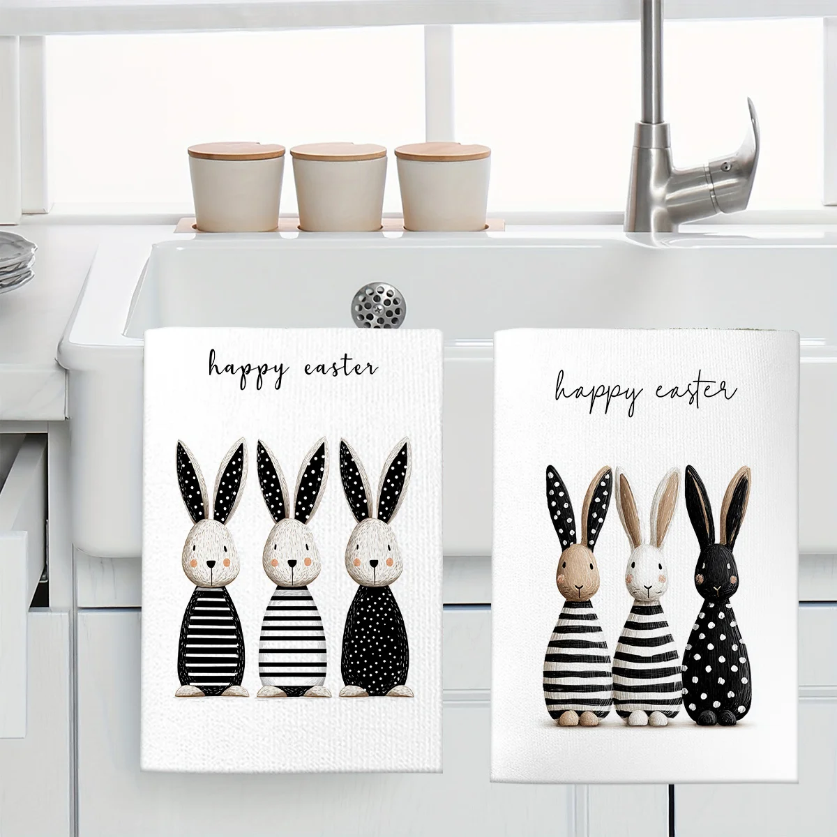 1pc Easter Themed Bunny Printed Scrub Cloth, Soft Absorbent Kitchen Hand Towel, Perfect for Kitchen, Dining Room, Bathroom, Dorm