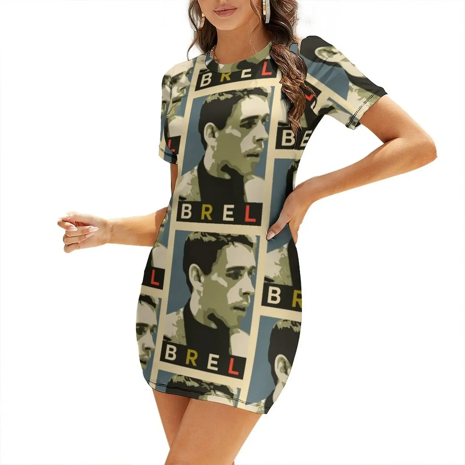 

Jacques Brel Short-Sleeved Dress women's summer clothing 2026 Women's evening dress birthday dress