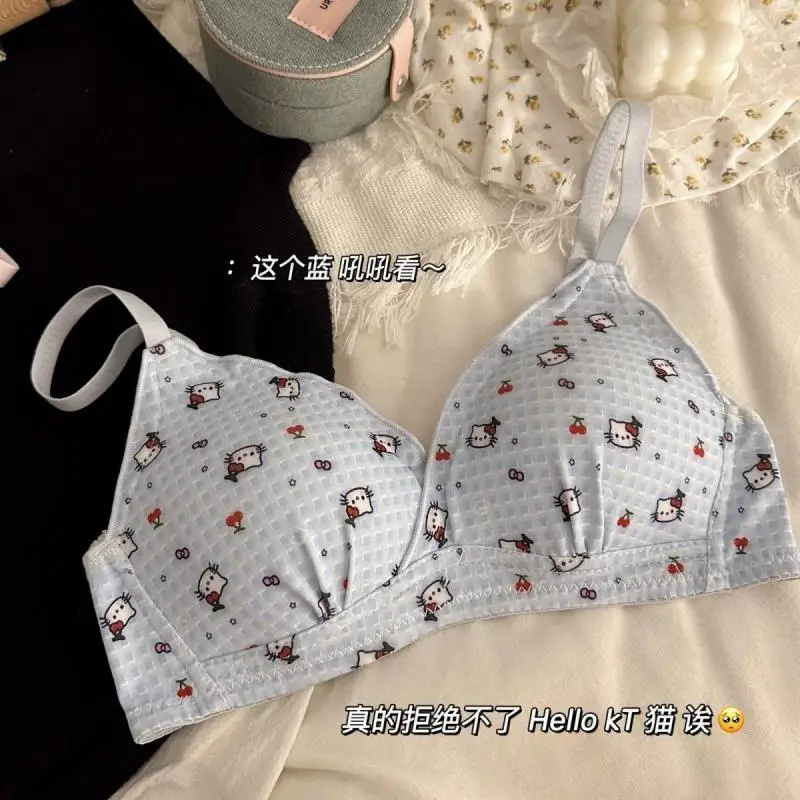 Sanrio Hello Kitty Pure Cotton Underwear Kawaii Anime Cartoon Print Soft Comfortable Small Size Bra Cute Girls Underwear