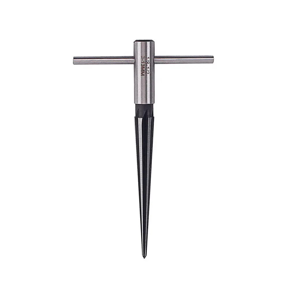 3-13Mm R141 6 Fluted T Handle Reamer Tapered Chamfer Reaming Tool for Guitar Wood Sink Holes Luthier Cutting Tool Silver
