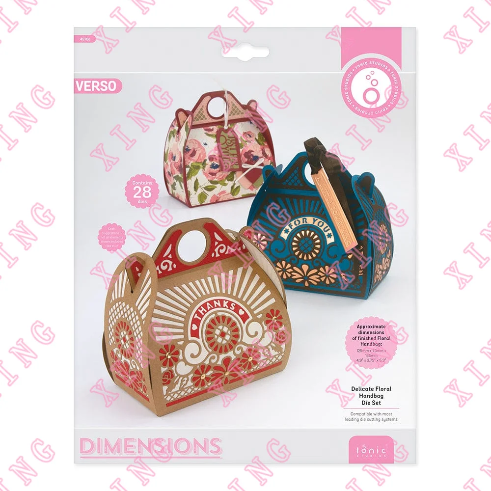 2022 Delicate Floral Handbag Die Set Scrapbook Decorate Embossing Template Metal Cutting Dies Diy Gift Card Handmade Craft Molds