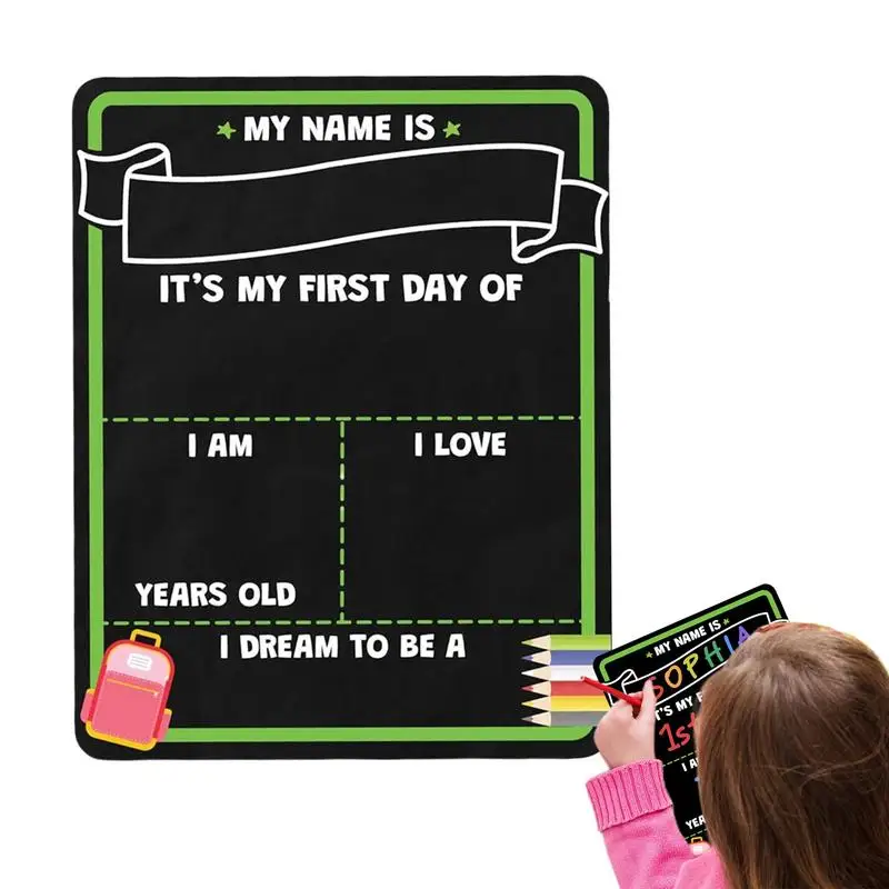 

First Day Of School Board Wooden 1st Day Of School Board Double-Sided School Chalkboard Sign Photo Prop Reusable Math Posters