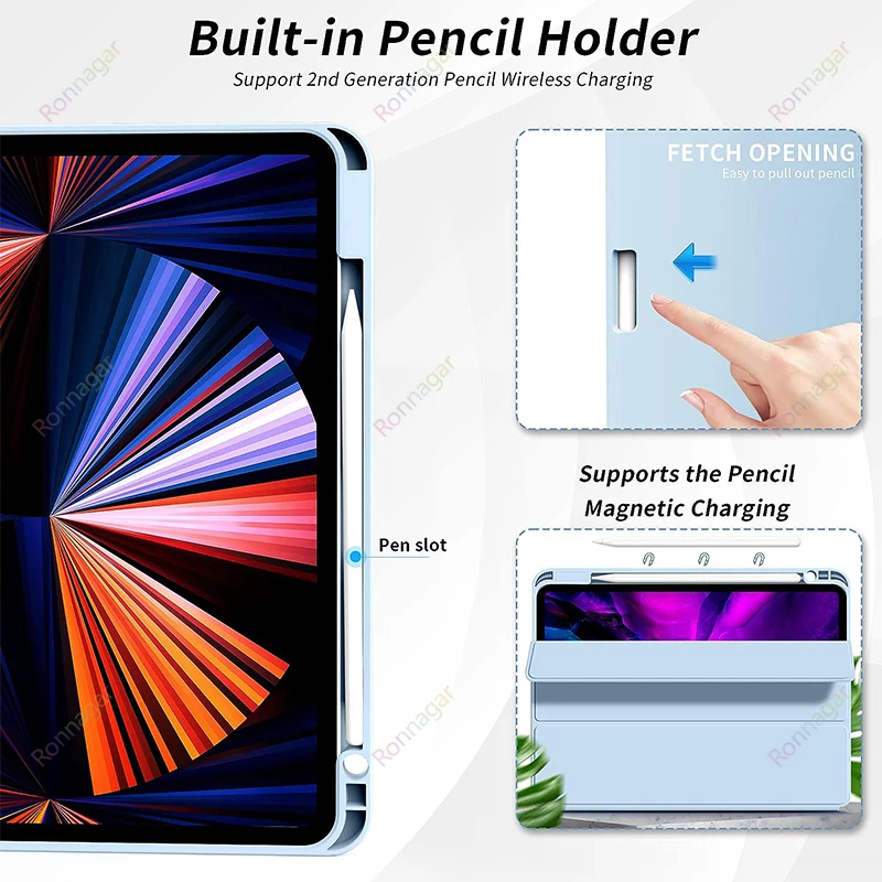 

For iPad 10th Generation Case 10.9 inch 2022 iPad Case iPad 10 Case iPro 11 iPad Air 5 4 10.9 Support 2nd Gen Pencil Charging