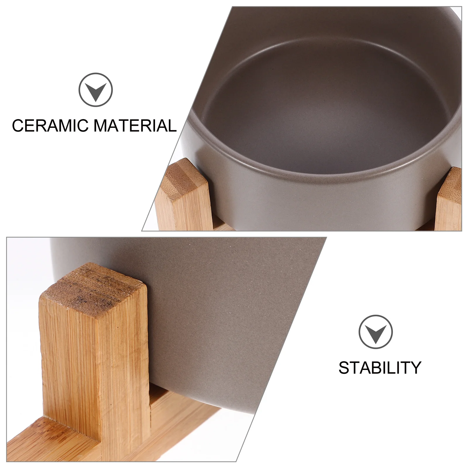 

Ceramic Cat Dog Bowl Wooden Stand Anti-Slip Design Stable Feeder Indoor Elegant Decor Practical Safe Long-Lasting Pet Dish