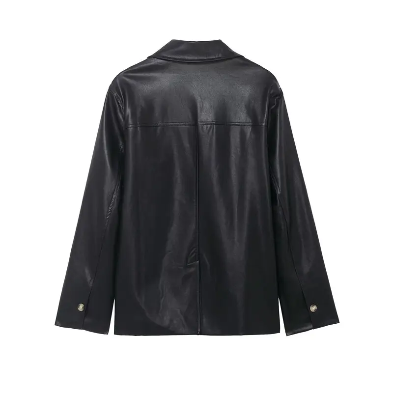 Autumn 2025 Women's Loose Long Sve Coated Jaet Versatile Design Commute Sle Button Closure Other Material Ladies Coat