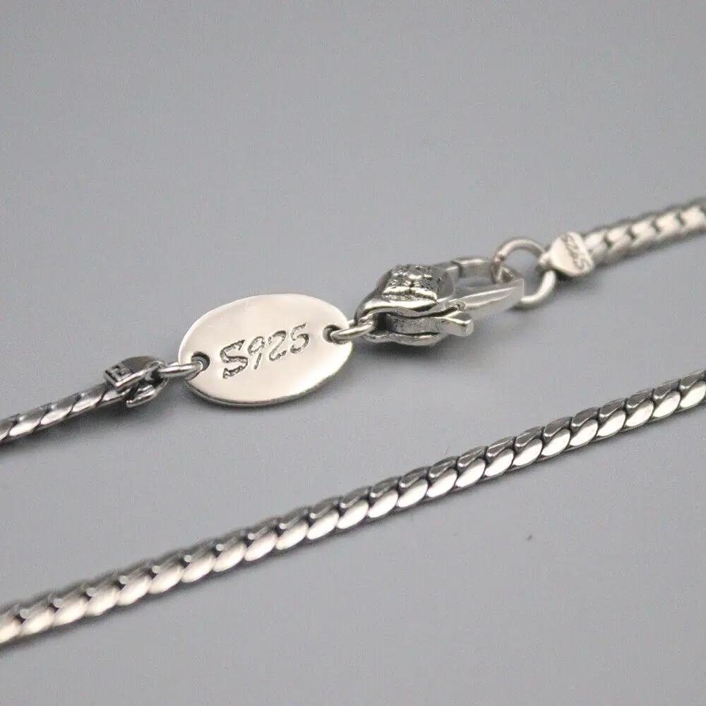 

Real 925 Sterling Silver Necklace 3mm Unique Curb Link Chain 21.6" 23.6" S925