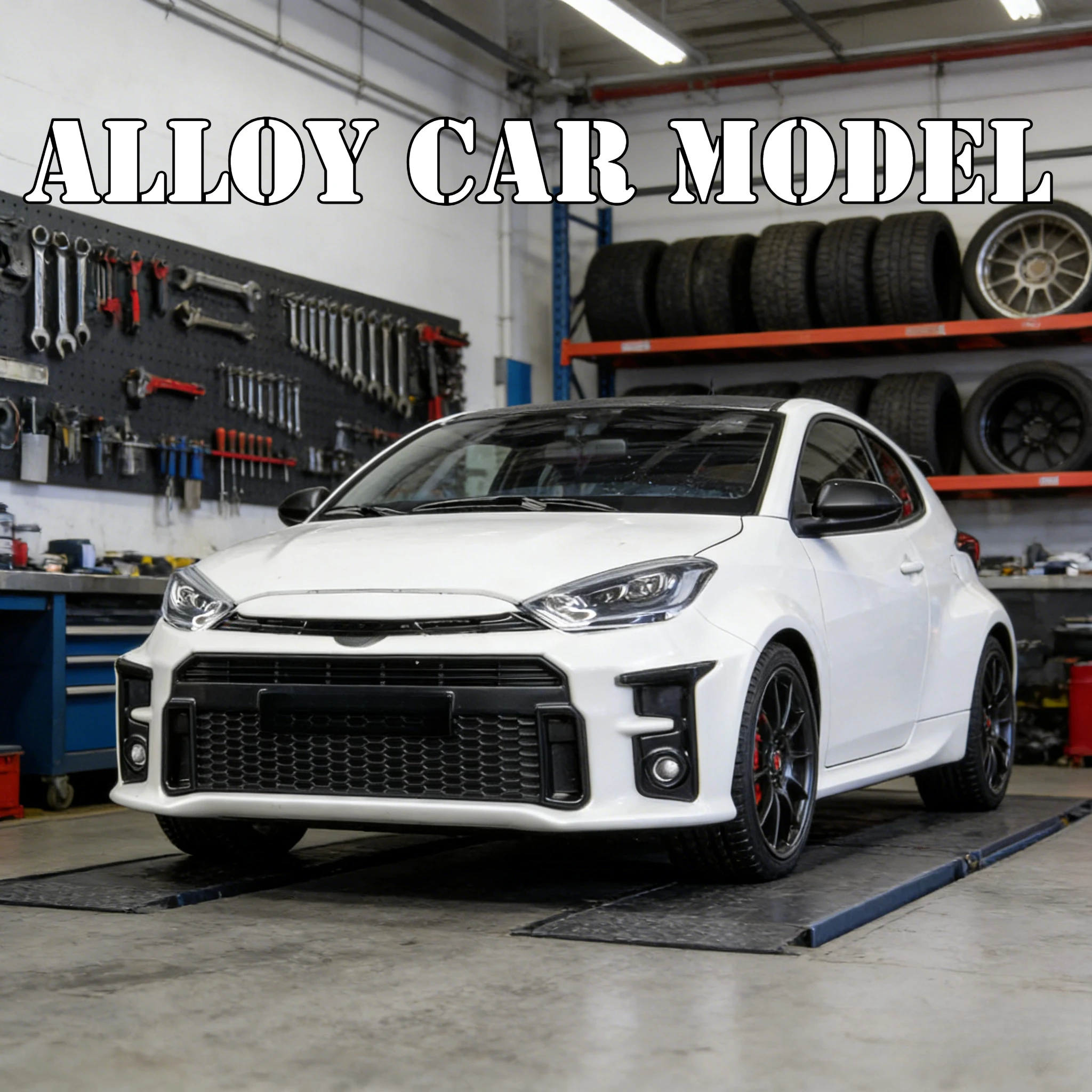 Modelo de Carro em Metal Diecast 1:24 GR Toyota Yaris, Veículo de Alta Simulação em Miniatura, Brinquedo Infantil, Presente