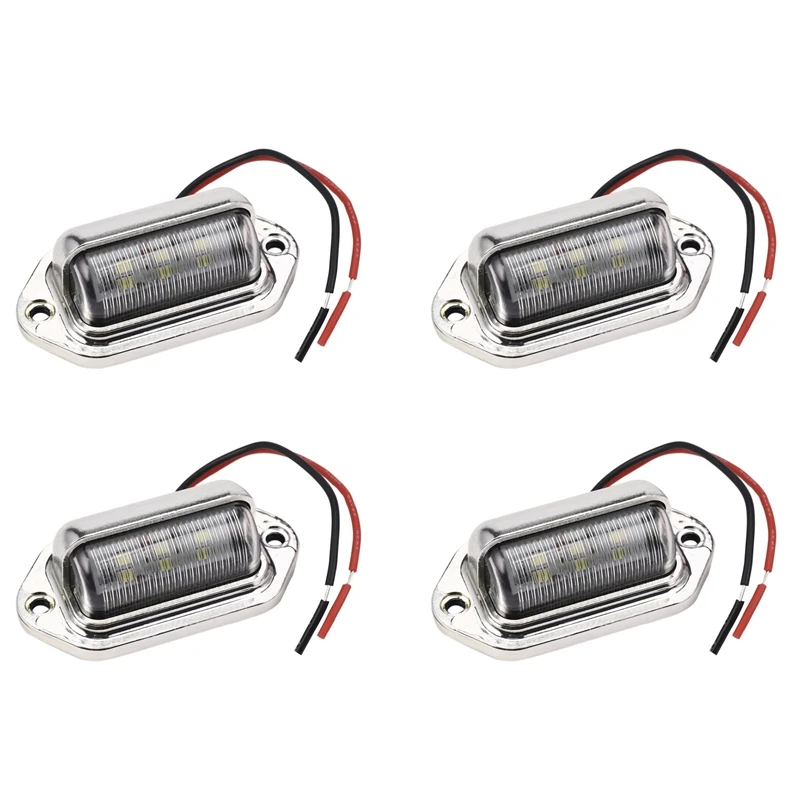 4X 12-24V 6 LED Number License Plate Light Boat Deck Walkway Step Lamp RV Trailer