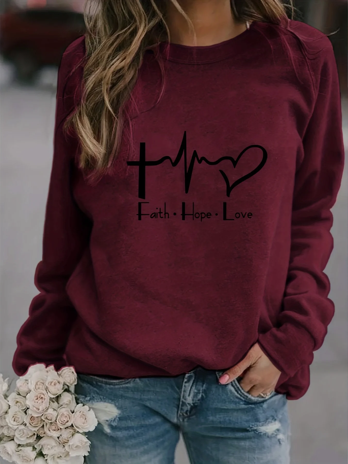 Faith & Love Letter Graphic Print Women\'s Hoodies Oversized Sweatshirts New In Women Clothing Casual Streetwear Fashion Blouse