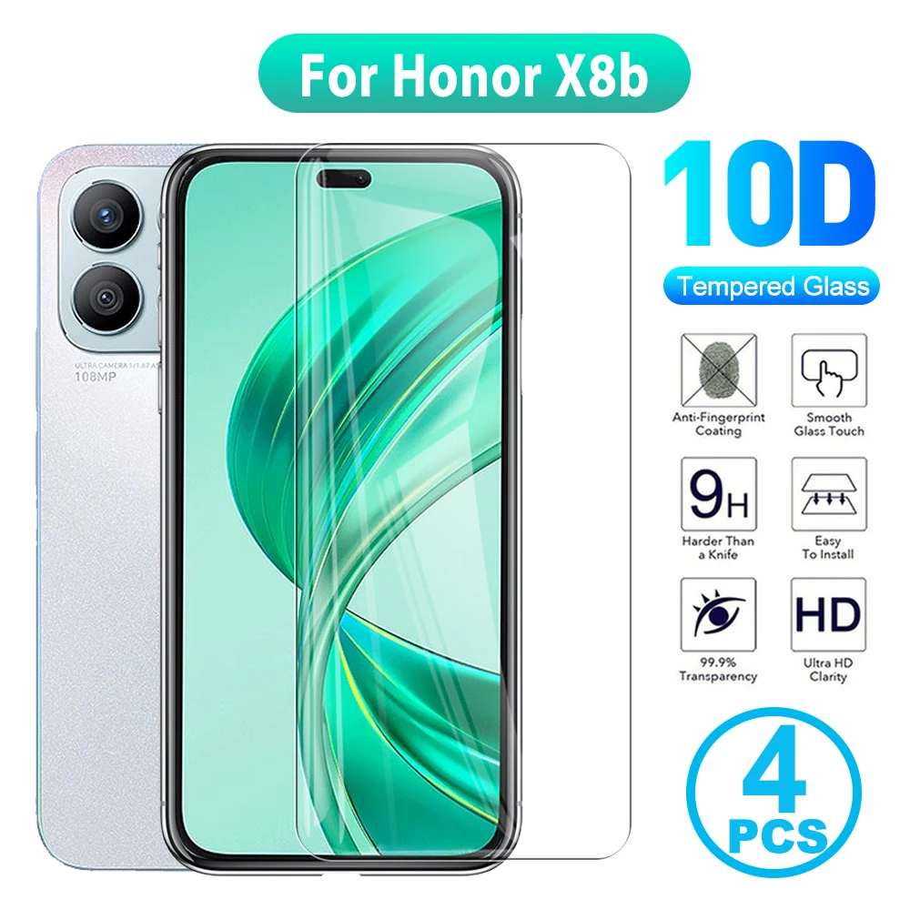 4pcs protective glass For Honor X8b 2023 xonor X 8B x8 B honorx 8 b 6.7 inches Full cover Anti-Scratch Clear screen protector