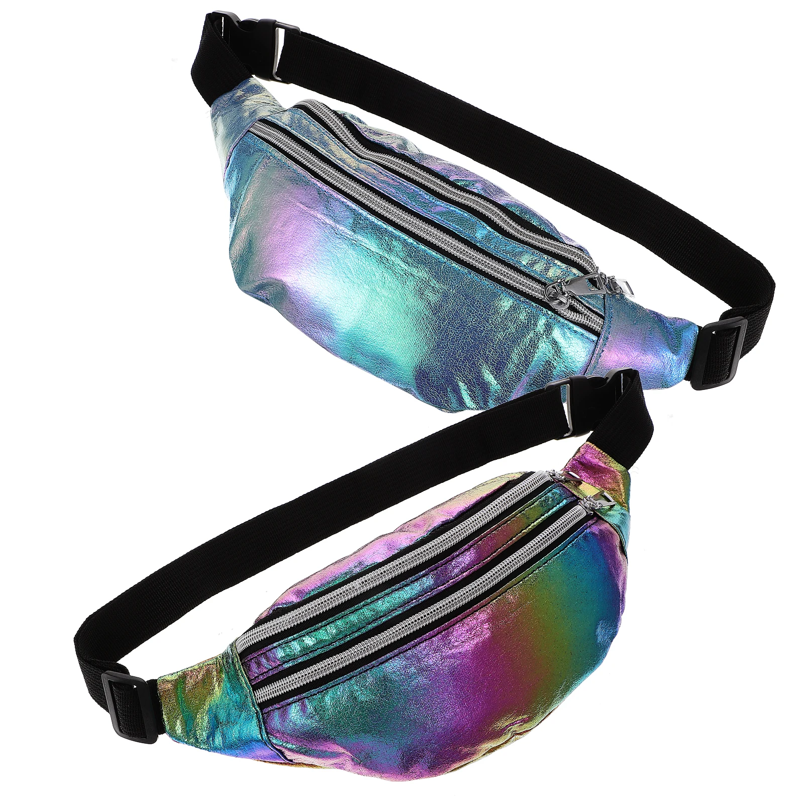 

2pcs Crossbody Bag Reflective Fanny Pack Adjustable Waist Belt Bag for Women Men Blue Colored Storage Solution Travel