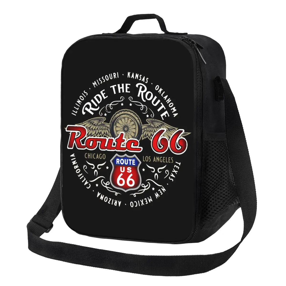 Berijd De Route 66 Geïsoleerde Lunchtas Voor Werkschool Biker Motorcruise Amerika 'S Snelweg Draagbare Thermische Koeler Lunch