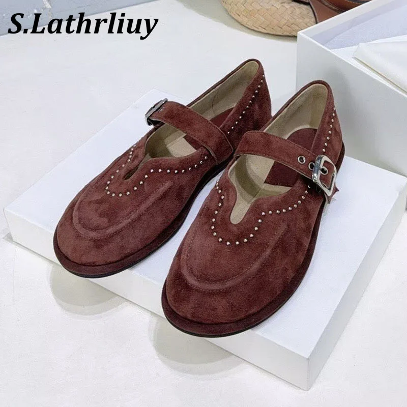 flat shoes Summer new 2026 leather metal buckle decoration comfortable loafers versatile casual office commuting flat shoes
