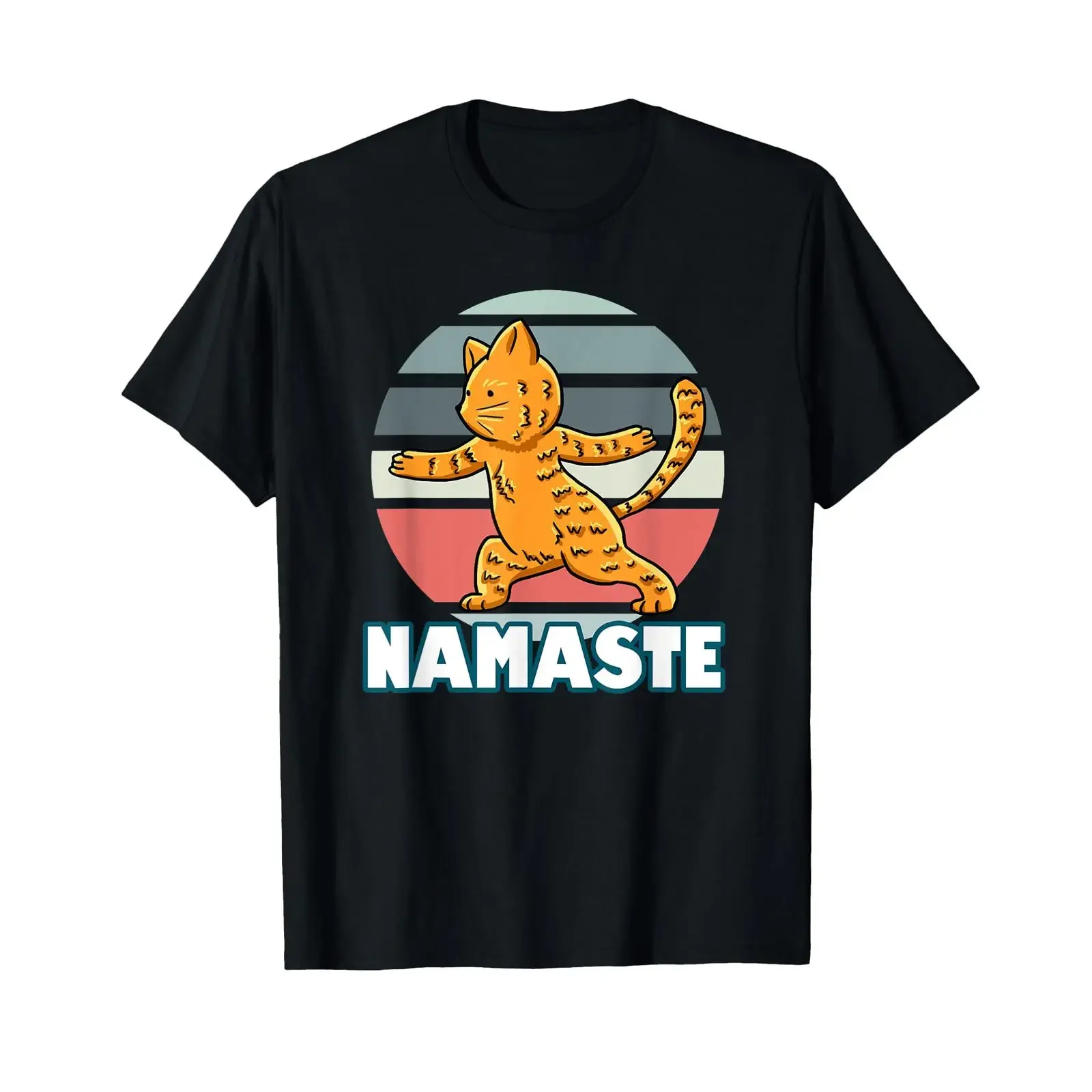 Namaste Cat Meditation Cute Feline Animal Lover T Shirt vintage Washed homme fashion Stretched streetwear Casual Unisex