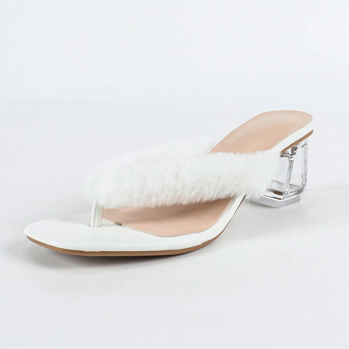 

AIYKAZYSDL 2026, осенне-зимние сандалии из искусственного меха, стринги на каблуке с кристаллами, шлепанцы с носком, шлепанцы, шлепанцы, женские туфли-лодочки