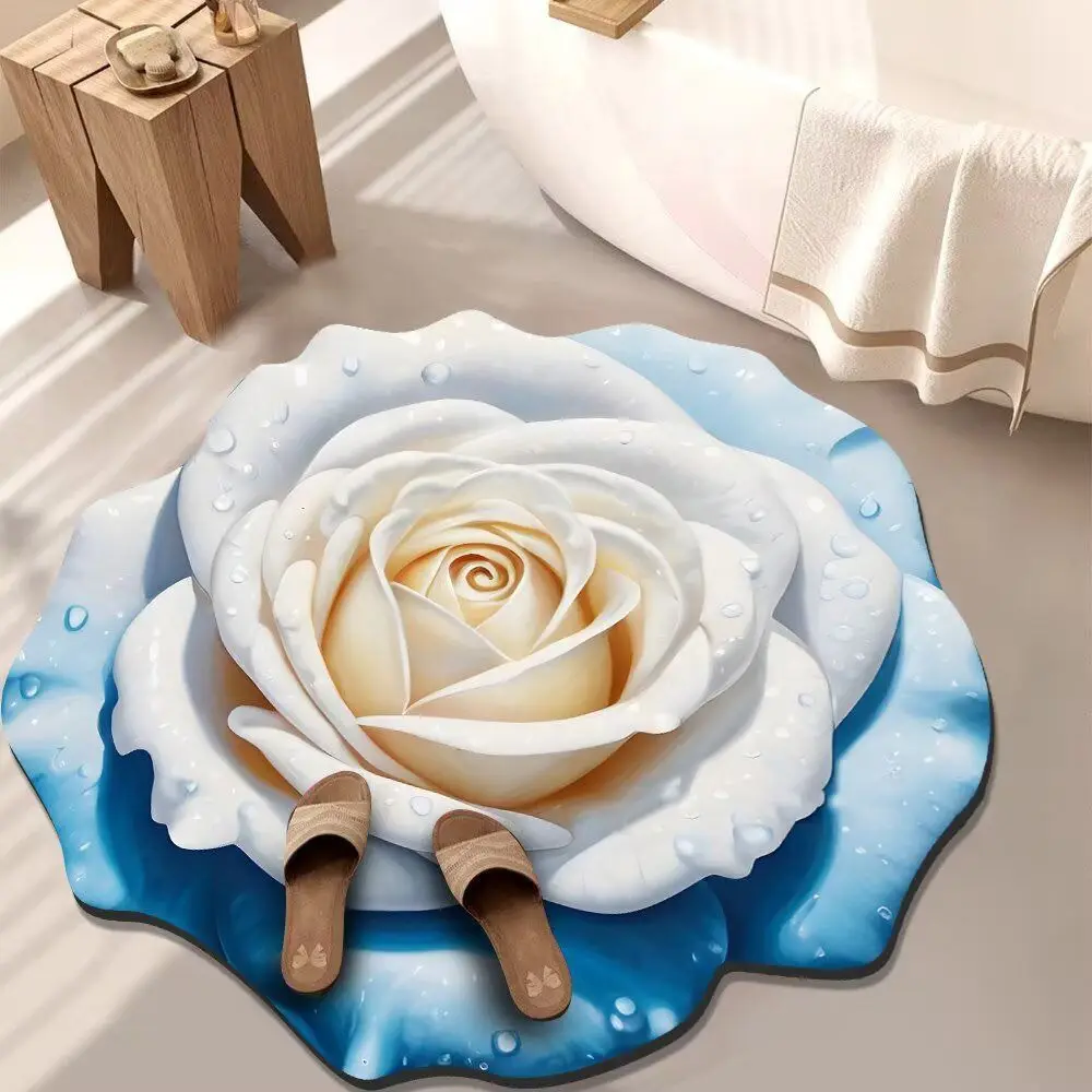 

Special-shaped Flower Carpet Non-slip Soft Peony Floor Mat Absorbent 60x60cm Door Gasket for Living Room Tea Table Bedside