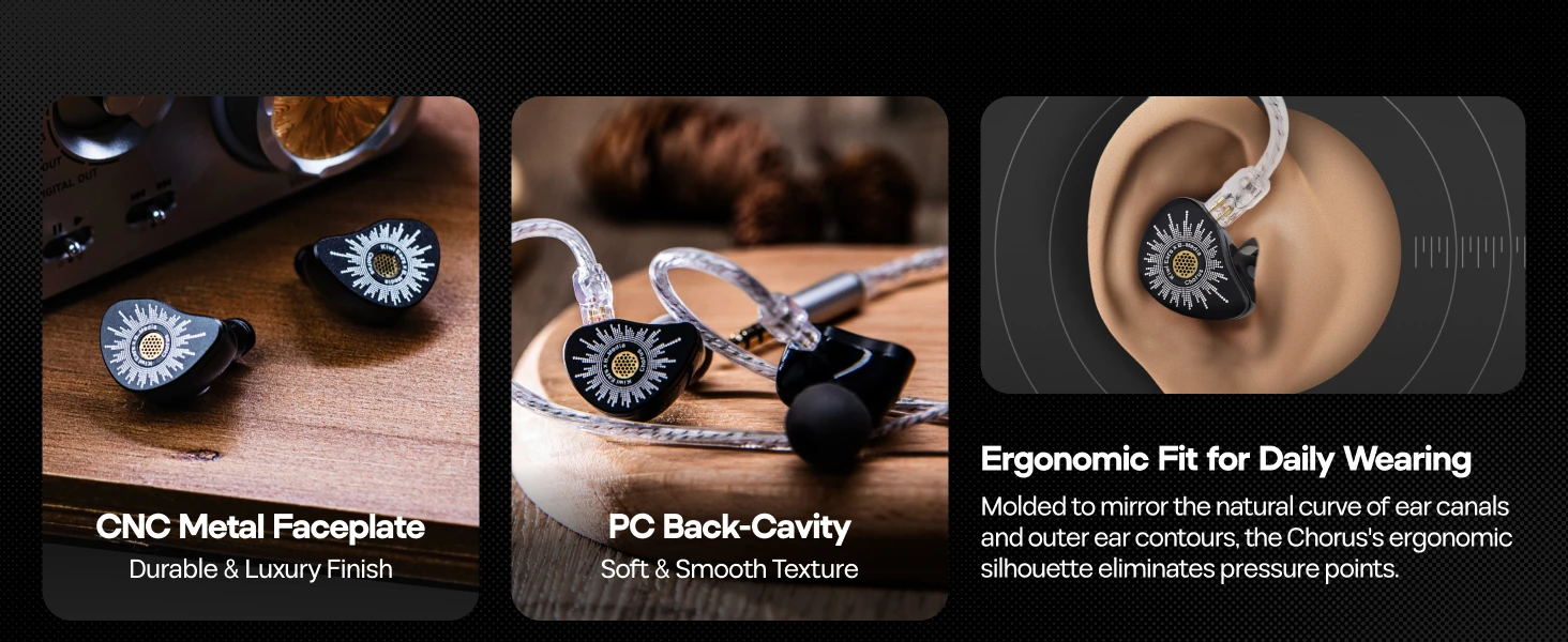 Kiwi Ears x B_Media: Chorus DLC Diaphragm Dynamic Driver IEM-Kopfhörer mit maßgeschneidertem Kabel-Ökosystem – Detail 6