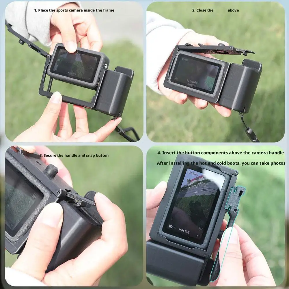 مجموعة تصوير شارع قفص أرنب لـ DJI Osmo Action 6 Vlog قبضة مقبض حامل إطار كاميرا الحركة جبل ملحق #6