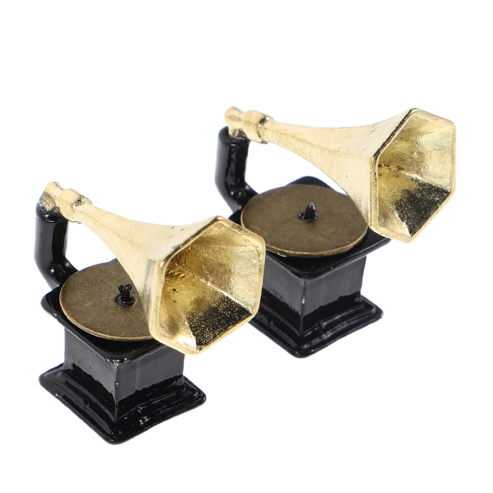 

2Pcs Vintage Mini Record Player Ornament Retro Phonograph Sculpture for Tiny House Interior Miniature Display Art