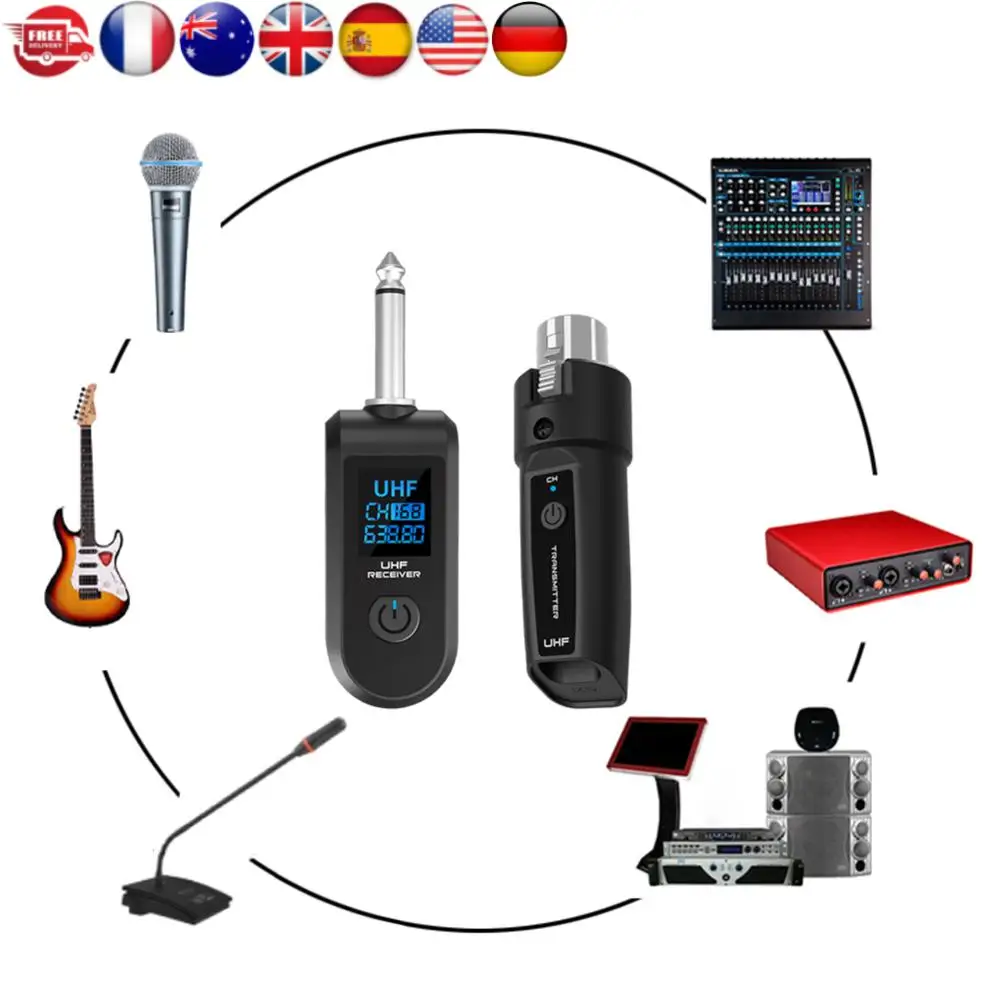 

Беспроводной микрофонный преобразователь, перезаряжаемый адаптер сигнала, беспроводной микрофонный адаптер для аудиомикшера, динамический микрофон, электрогитара, бас