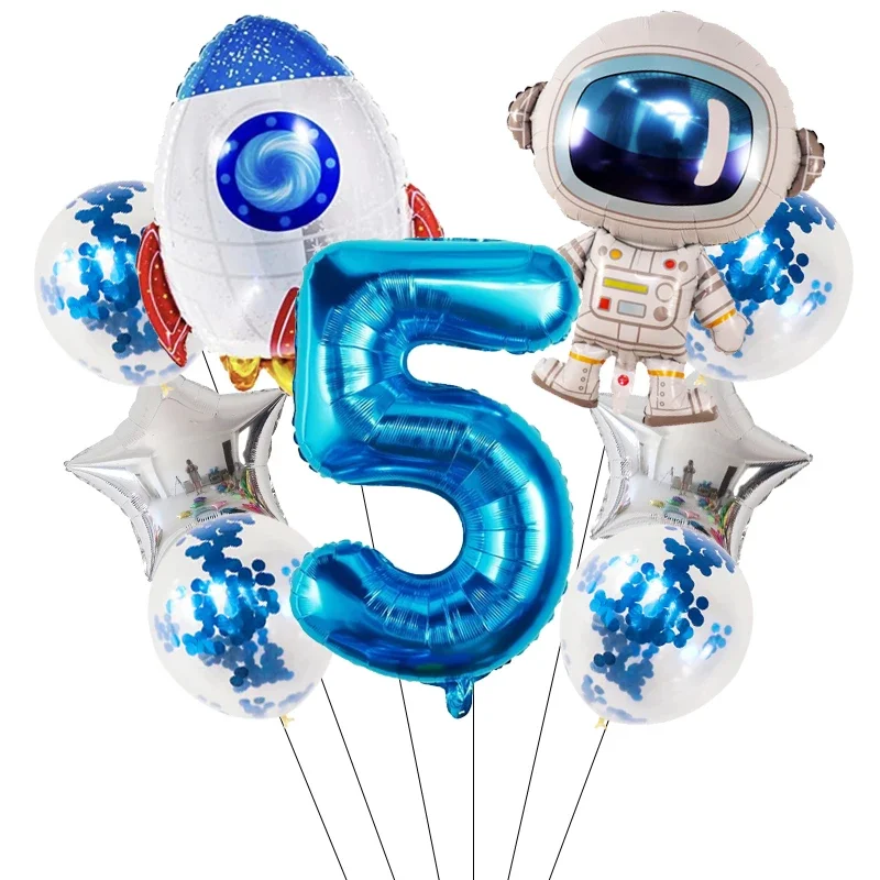 Astronauten-Weltraum-Thema Zahlenballon-Set für Jungen Kindergeburtstag Babyparty Galaxie Weltraum-Dekor Zubehör – Detail 6